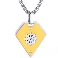 ***COI Titanium Gold Tone Silver Anchor Tag Pendant-00335BB
