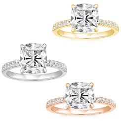 ***COI Sterling Silver 925 Gold Tone/Rose/Silver Solitaire Ring With Cubic Zirconia-00347BB