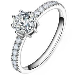 ***COI Sterling Silver 925 Solitaire Ring With Cubic Zirconia-00349BB
