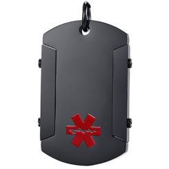 ***COI Black Titanium Medical Alert Pendant-00351BB