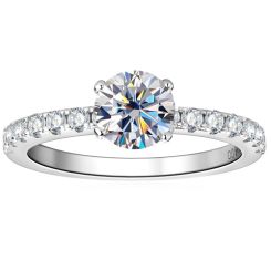 ***COI Sterling Silver 925 Solitaire Ring With Moissanite-00358BB