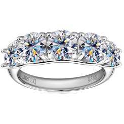 ***COI Sterling Silver 925 Five Stones Ring With Moissanite-00362BB