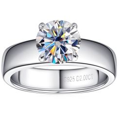 ***COI Sterling Silver 925 Solitaire Ring With Moissanite-00371BB