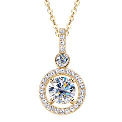 ***COI Sterling Silver 925 Gold Tone/Silver Pendant With Moissanite-00372BB