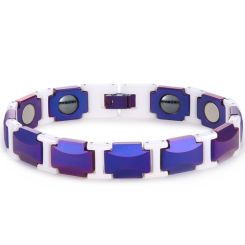***COI Blue Titanium White Ceramic Bracelet With Steel Clasp(Length: 8.27 inches)-00380BB