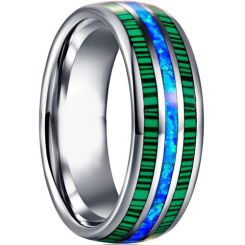 ***COI Titanium Crushed Opal & Green Malachite Dome Court Ring-00389BB