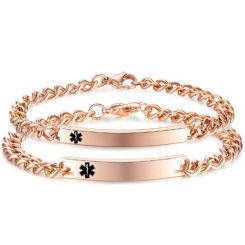 ***COI Titanium Rose/Silver Medical Alert Bracelet With Steel Clasp(Length: 8.27 inches)-00394BB