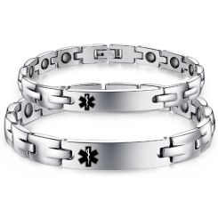 ***COI Titanium Medical Alert Bracelet With Steel Clasp(Length: 7.87 inches)-00395BB