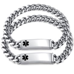***COI Titanium Medical Alert Bracelet With Steel Clasp(Length: 7.87 inches)-00396BB