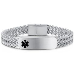 ***COI Titanium Black/Gold Tone/Silver Medical Alert Bracelet With Steel Clasp(Length: 8.66 inches)-00397BB
