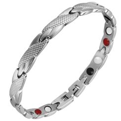 ***COI Titanium Black/Silver Bracelet With Steel Clasp(Length: 8.66 inches)-00407BB