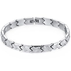 ***COI Titanium Black/Silver/Gold Tone Bracelet With Steel Clasp(Length: 8.27 inches)-00409BB