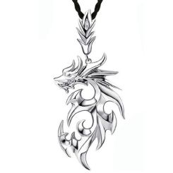 ***COI Titanium Black/Silver Dragon Pendant-00418BB