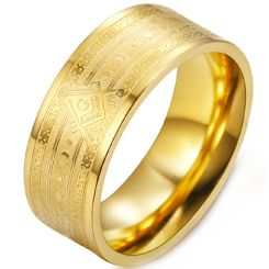 ***COI Gold Tone Titanium Masonic Freemason Ring-00421BB