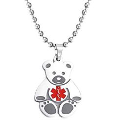 ***COI Titanium Medical Alert Bear Pendant-00452BB