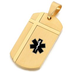 ***COI Titanium Black/Gold Tone/Silver Medical Alert Pendant-00453BB