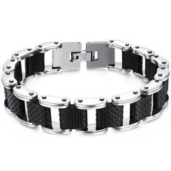 ***COI Titanium Black Rubber Bracelet With Steel Clasp(Length: 8.27 inches)-00464BB