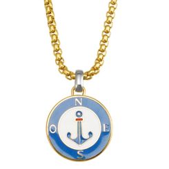 ***COI Titanium Gold Tone Silver Anchor Necklace(Length: 23.62 inches)-00470BB