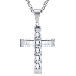 ***COI Titanium Cross Pendant With Cubic Zirconia-00472BB