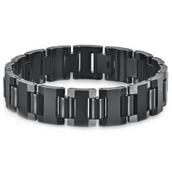 ***COI Black Titanium Bracelet With Steel Clasp(Length: 8.27 inches)-00477BB