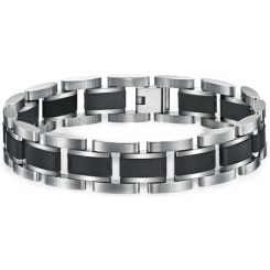 ***COI Titanium Carbon Fiber Bracelet With Steel Clasp(Length: 8.27 inches)-00493BB