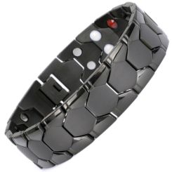 ***COI Titanium Black/Gold Tone/Silver Bracelet With Steel Clasp(Length: 8.27 inches)-00501BB