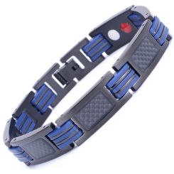 ***COI Black Titanium Blue Rubber Carbon Fiber Bracelet With Steel Clasp(Length: 8.27 inches)-00503BB