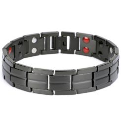 ***COI Titanium Black/Gold Tone Silver Bracelet With Steel Clasp(Length: 8.46 inches)-00558BB