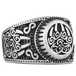 ***COI Titanium Black Silver Celtic Viking Ring-00564BB