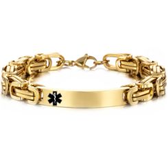 ***COI Gold Tone Titanium Medical Alert Bracelet With Steel Clasp(Length: 8.66 inches)-00580BB