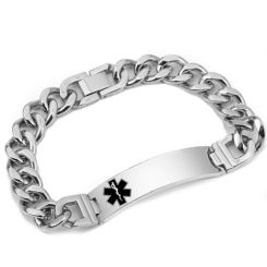 ***COI Titanium Gold Tone/Silver Medical Alert Bracelet With Steel Clasp(Length: 8.46 inches)-00608BB