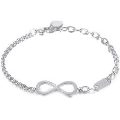 ***COI Titanium Gold Tone/Silver Infinity Bracelet With Cubic Zirconia & Steel Clasp(Length: 8.27 inches)-00638BB
