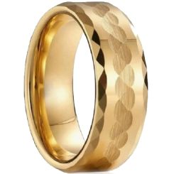 ***COI Gold Tone Titanium Faceted Beveled Edges Ring-00650BB