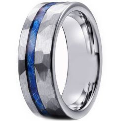 ***COI Titanium Hammered Ring With Meteorite-00652BB