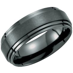 ***COI Black Titanium Double Step Edges Ring-00653BB