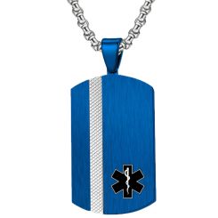 ***COI Titanium Black/Blue/Gold Tone Silver Medical Alert Tag Pendant-00660BB