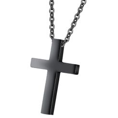 ***COI Titanium Black/Rose/Gold Tone/Silver Cross Pendant-00676BB