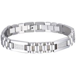***COI Titanium Cubic Zirconia Bracelet With Steel Clasp(Length: 8.27 inches)-00681BB
