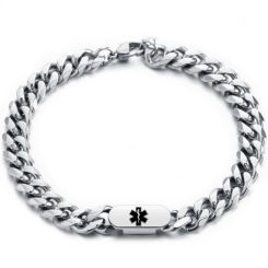 ***COI Titanium Medical Alert Bracelet With Steel Clasp(Length: 7.28 inches)-00684BB