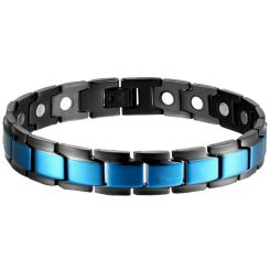 ***COI Titanium Black Blue Bracelet With Steel Clasp(Length: 8.46 inches)-00688BB