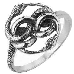 ***COI Titanium Black Silver Infinity Snake Ring-00693BB
