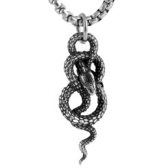 ***COI Titanium Black Silver Infinity Snake Pendant-00696BB