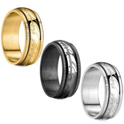 ***COI Titanium Black/Gold Tone/Silver Lord The Ring Rotating Ring-00700BB