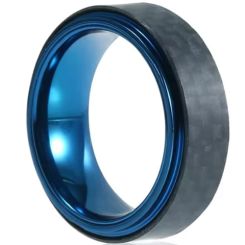 ***COI Blue Titanium Step Edges Ring With Carbon Fiber-00705BB