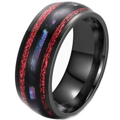 ***COI Black Titanium Meteorite Dome Court Ring-00716BB