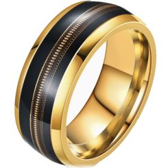 ***COI Gold Tone Titanium Black Ceramic Wire Ring-00717BB