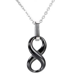 ***COI Titanium Black/White Ceramic Infinity Pendant-00718BB