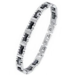 ***COI Titanium Black Ceramic Bracelet With Steel Clasp(Length: 7.48 inches)-00720BB