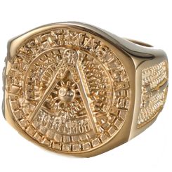 ***COI Gold Tone Titanium Masonic Freemason Ring-00750BB