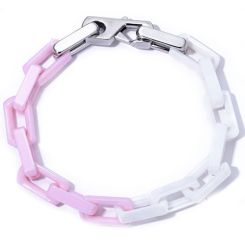 ***COI Titanium White & Pink Ceramic Bracelet With Steel Clasp(Length: 8.46 inches)-00755BB